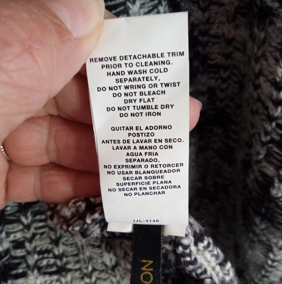 Jeans by Buffalo Aztec Patterned Black and White Waterfall Cardigan Sweater - Picture 8 of 11